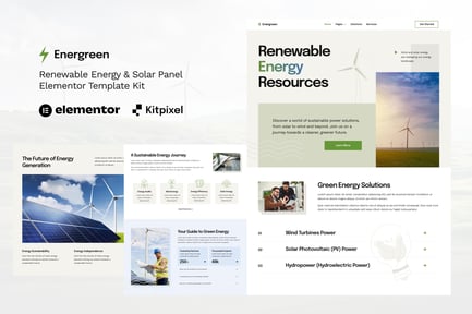 Preview: Energreen - Renewable Energy & Solar Panel Elementor Template Kit