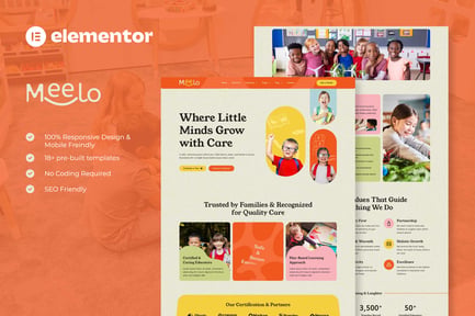Preview: Meelo - Kindergarten & Child Care Elementor Pro Template Kit