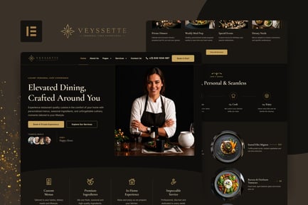 Vista previa: Veyssette - Kit de plantillas Elementor Pro de Private Chef Services