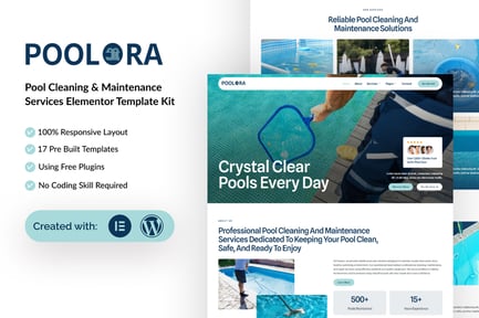 Preview: Poolora - Pool Cleaning & Maintenance Services Elementor Template Kit