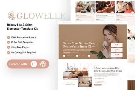 Preview: Glowelle - Beauty Salon & Spa Elementor Template Kit