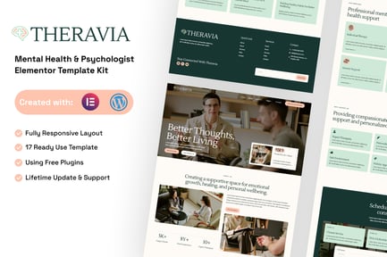 Preview: Theravia - Mental Health & Psychologist Elementor Template Kit