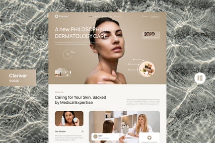 Preview: Clariver - Dermatology Skincare Clinic Website Elementor Template Kits