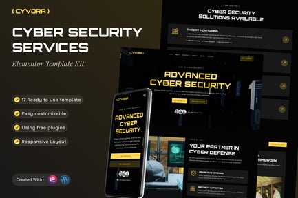Preview: Cyvora - Cyber Security Services Elementor Template Kit