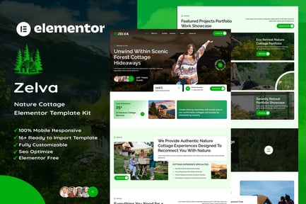 Preview: Zelva - Nature Cottage Elementor Template Kit