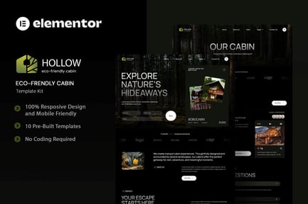Preview: Hollow - Eco-Friendly Cabin Elementor Template Kit