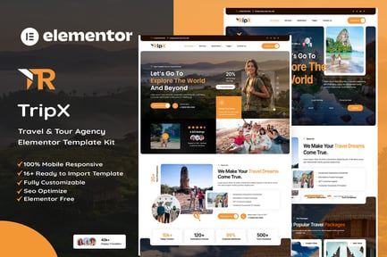 Preview: Tripx - Tour & Travel Booking Agency Elementor Template Kit