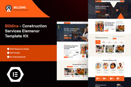 Preview: Billdins - Construction Services Elemenor Pro Template Kit