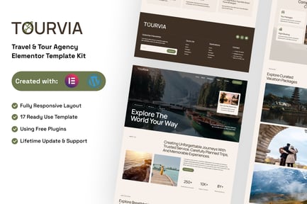 Preview: Tourvia - Tour & Travel Booking Agency Elementor Template Kit