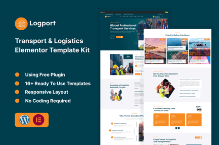 Preview: Logport - Transport & Logistics Elementor Template Kit