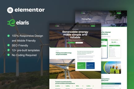Preview: Elaris - Solar & Renewable Energy Elementor Pro Template Kit