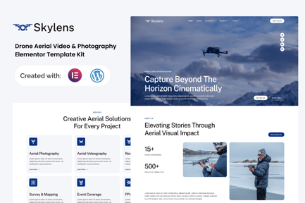 Preview: Skylens - Drone Aerial Video & Photography Elementor Template Kit