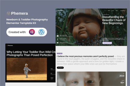 Preview: Phemera - Newborn & Toddler Photography Service Elementor Template Kit