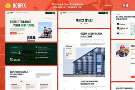 Preview: Roofix - Roofing & Solar Installation Elementor Template Kit