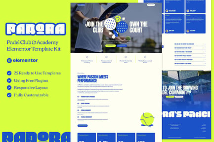 Preview: Padora — Padel Club & Academy Elementor Template Kit