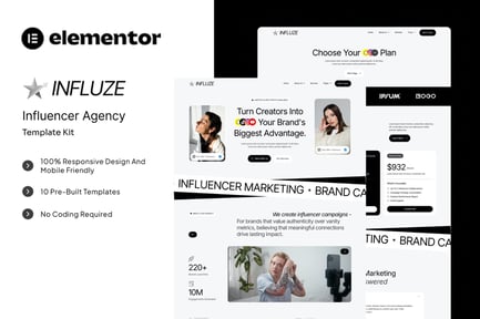 Preview: Influze - Influencer Agency Elementor Template Kit