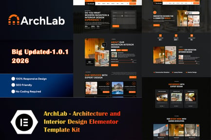 Preview: ArchLab - Architecture & Interior Design Elementor Pro Template Kit