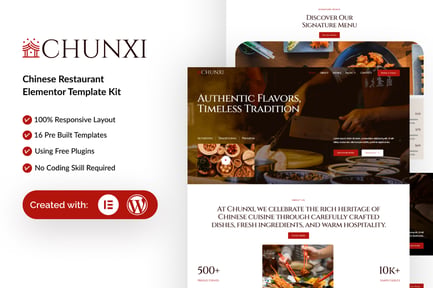 Preview: Chunxi - Chinese Restaurant Elementor Template Kit