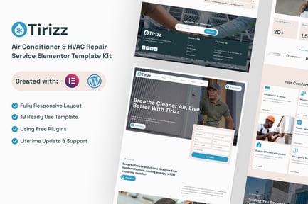 Preview: Tirizz - Air Conditioner & HVAC Repair Service Elementor Template Kit