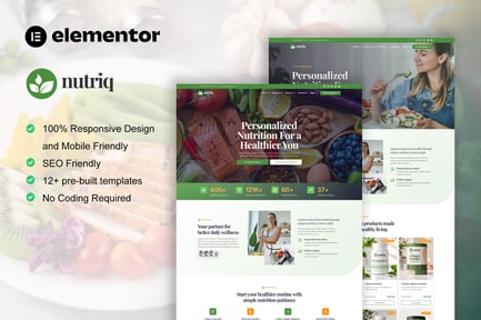 Preview: Nutriq - Healthy Food & Nutrition Elementor Template Kit