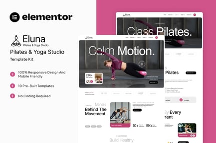 Preview: Eluna - Pilates & Yoga Studio Elementor Template Kit