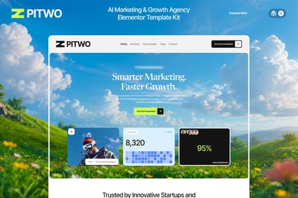 Vista previa: Pitwo — Kit de plantillas Elementor para la Agencia de Crecimiento y Marketing de Inteligencia Artificial