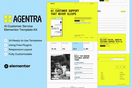 Vista previa: Agentra — Kit de plantillas Elementor de servicio al cliente con IA