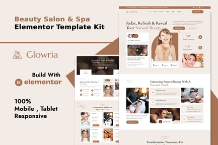 Vorschau: Glowria Elementor-Schablonenset für Schönheitssalon und Spa