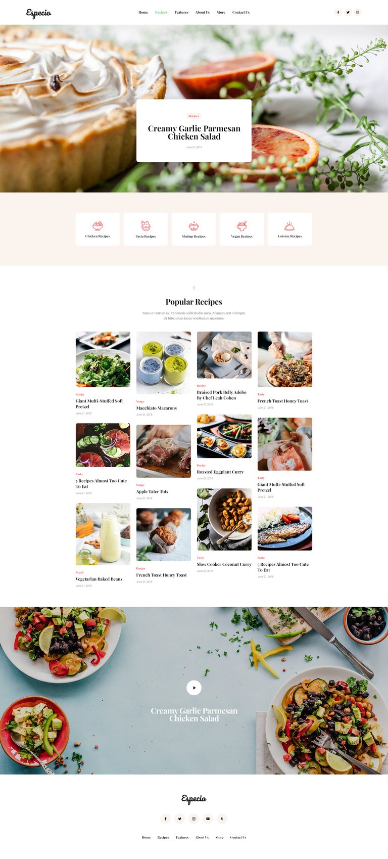 Especio - Food Blog Elementor Template Kit