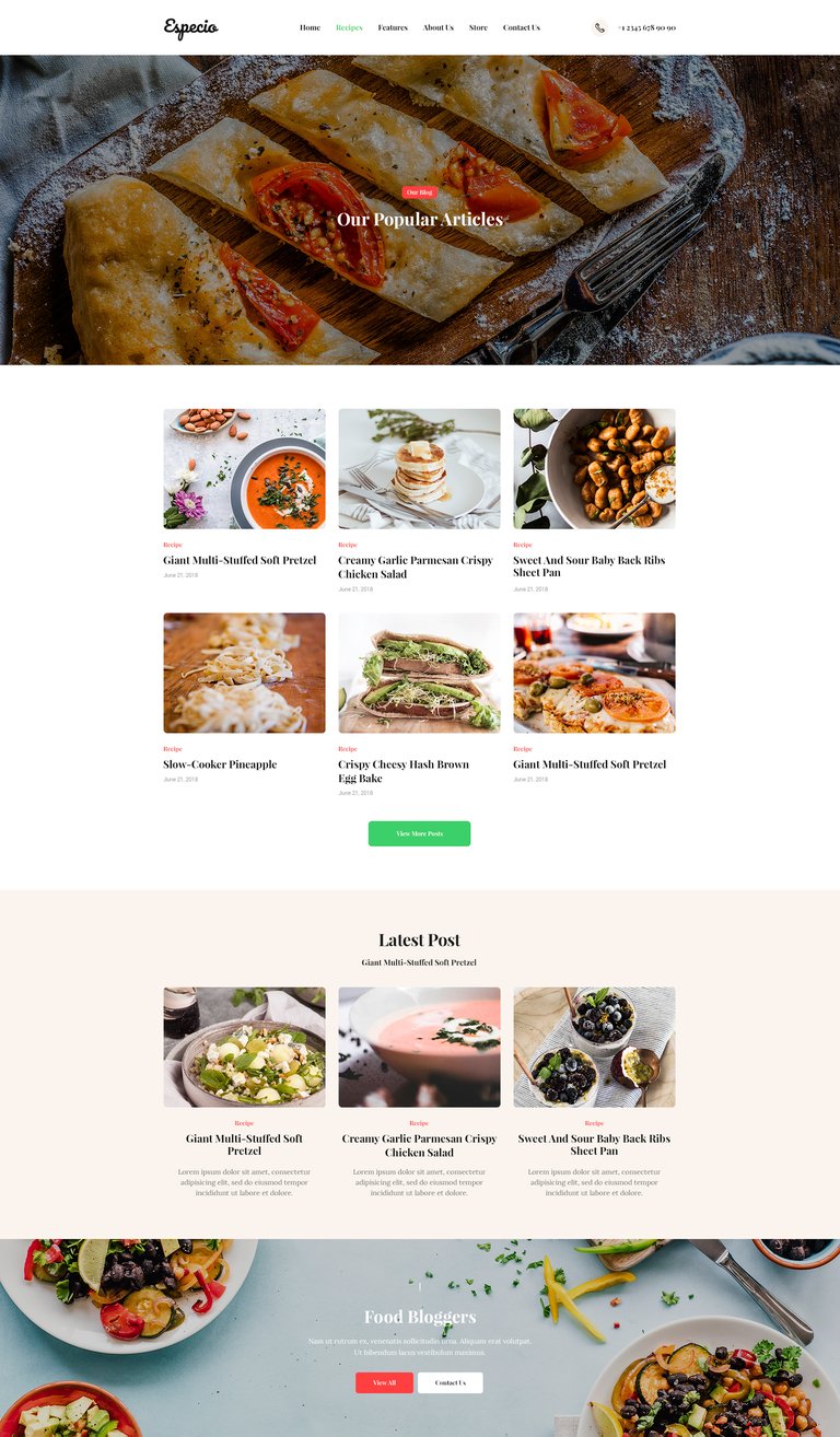 Especio - Food Blog Elementor Template Kit
