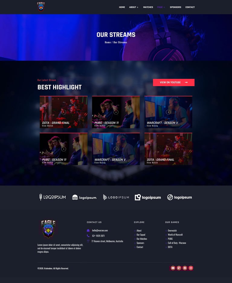 Warzon - Esport Elementor Template Kit