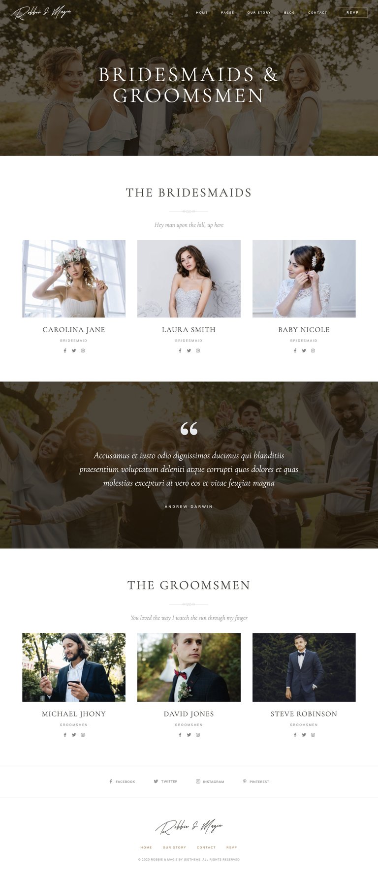 Robbie & Magie – Wedding Event Invitation Elementor Template Kit