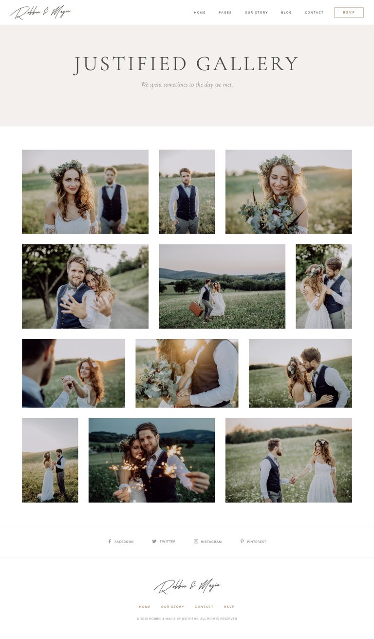 Robbie & Magie – Wedding Event Invitation Elementor Template Kit