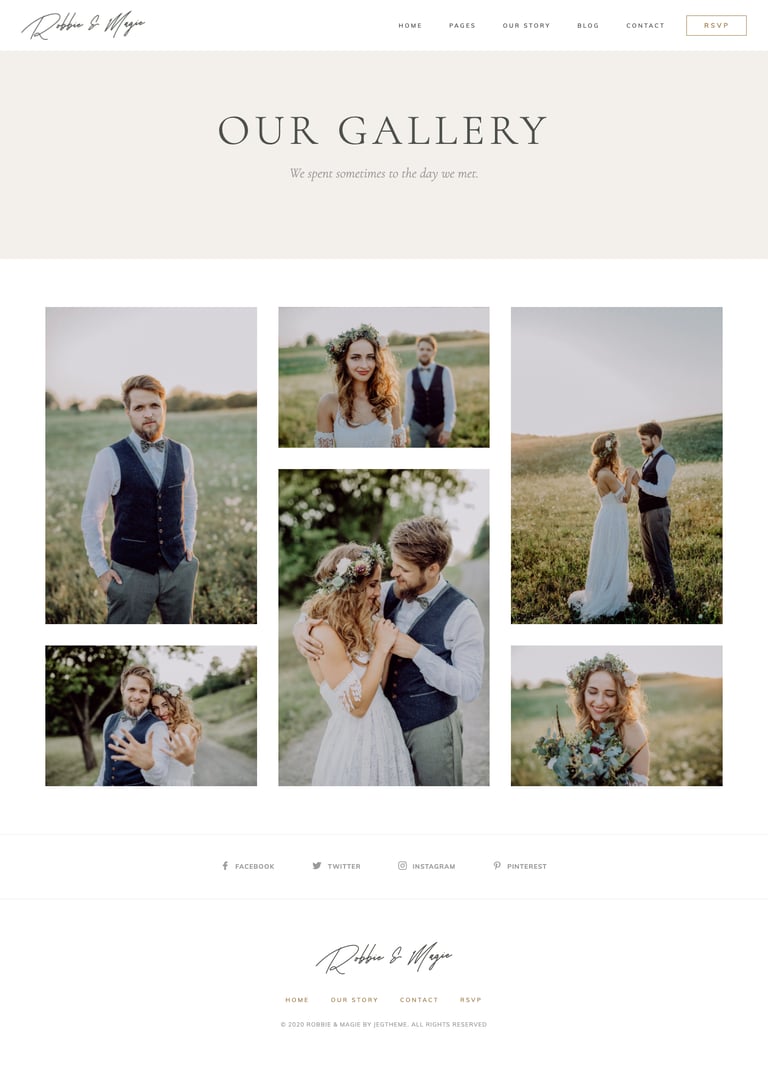 Robbie & Magie – Wedding Event Invitation Elementor Template Kit