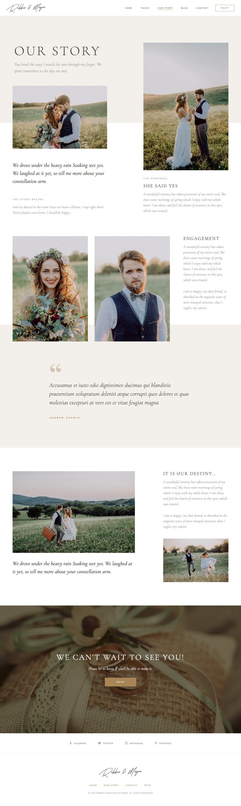 Robbie & Magie – Wedding Event Invitation Elementor Template Kit