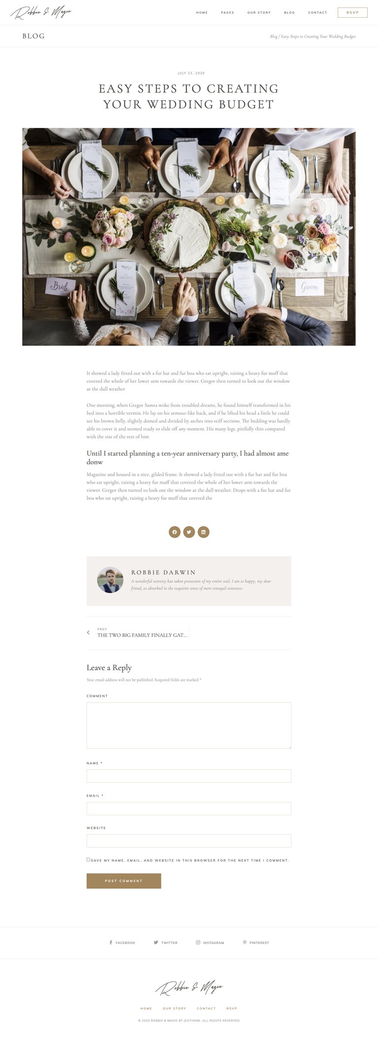 Robbie & Magie – Wedding Event Invitation Elementor Template Kit