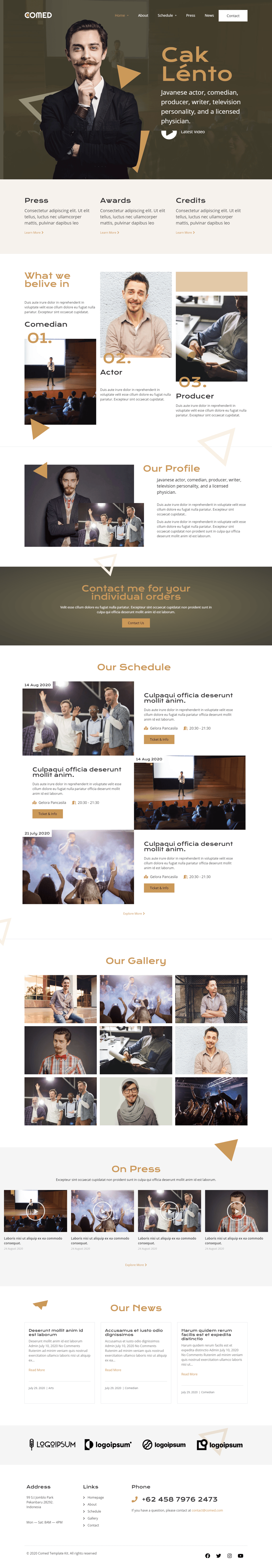 Comed - Comedian Elementor Template Kit, WP Template Kits ft. actor ...