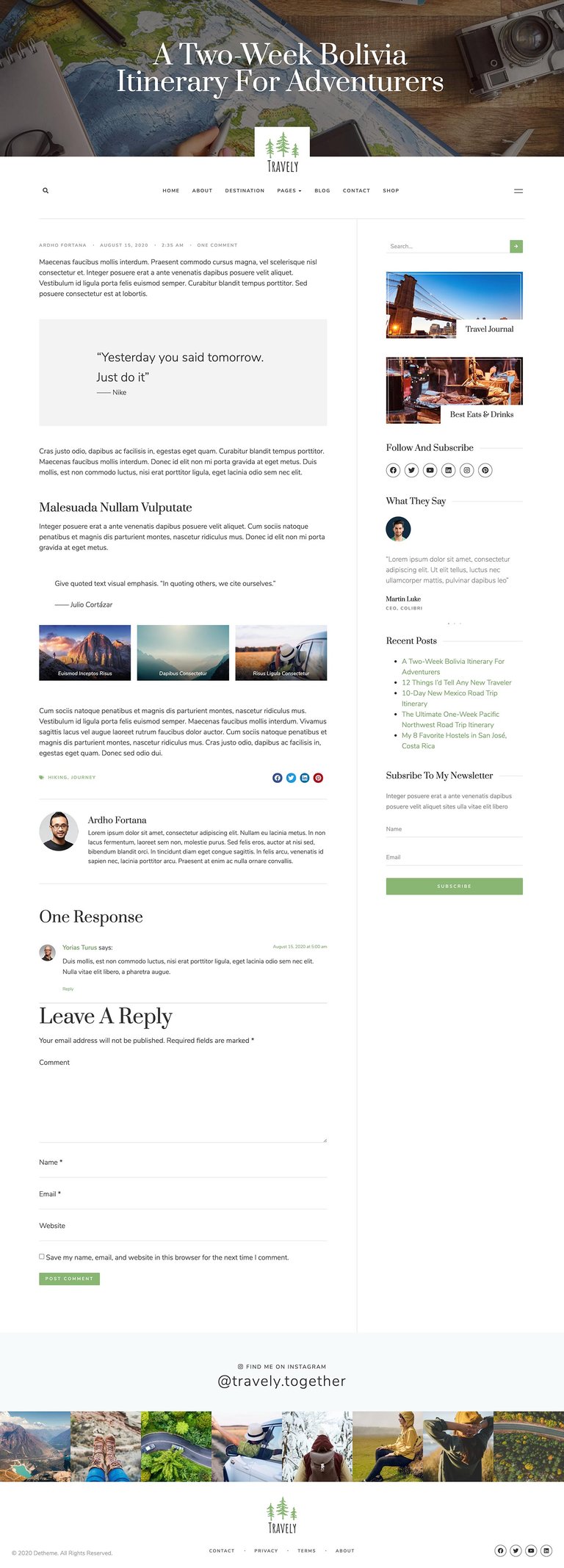 Travely - Travel Blog Template Kit