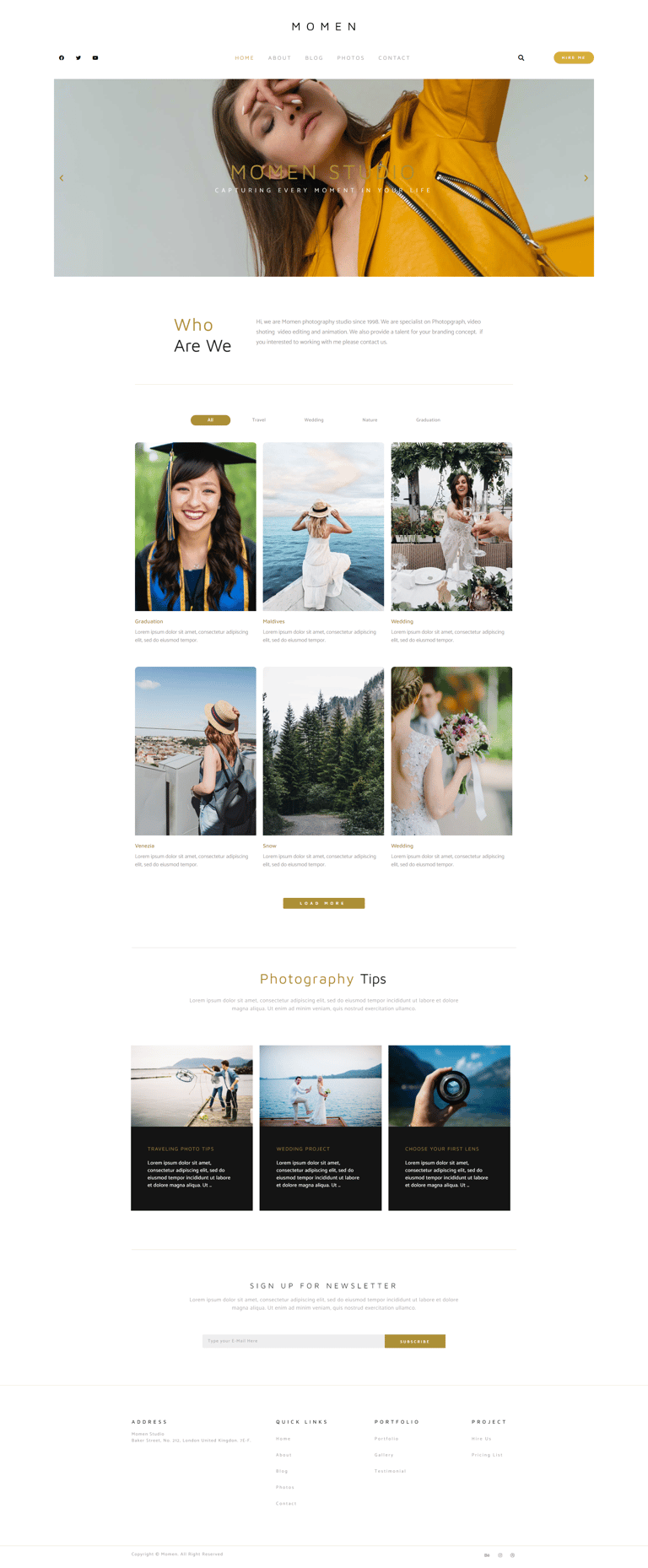 Momen - Photography & Blog Elementor Template Kit
