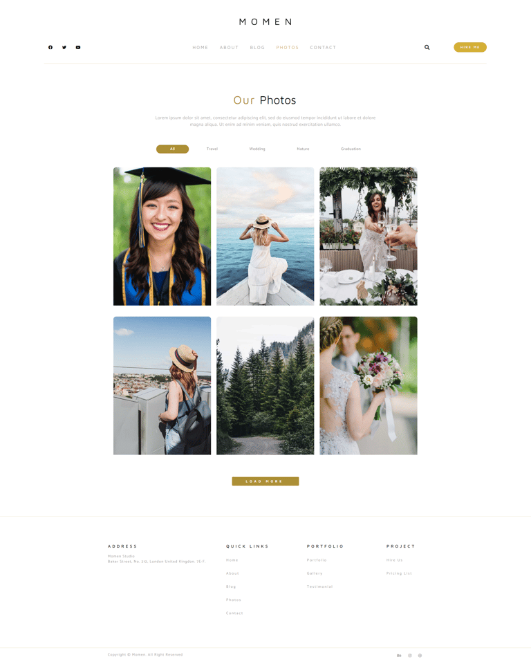 Momen - Photography & Blog Elementor Template Kit