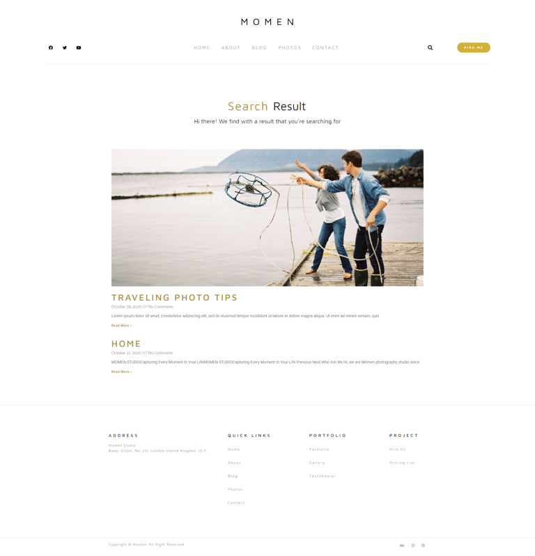 Momen - Photography & Blog Elementor Template Kit