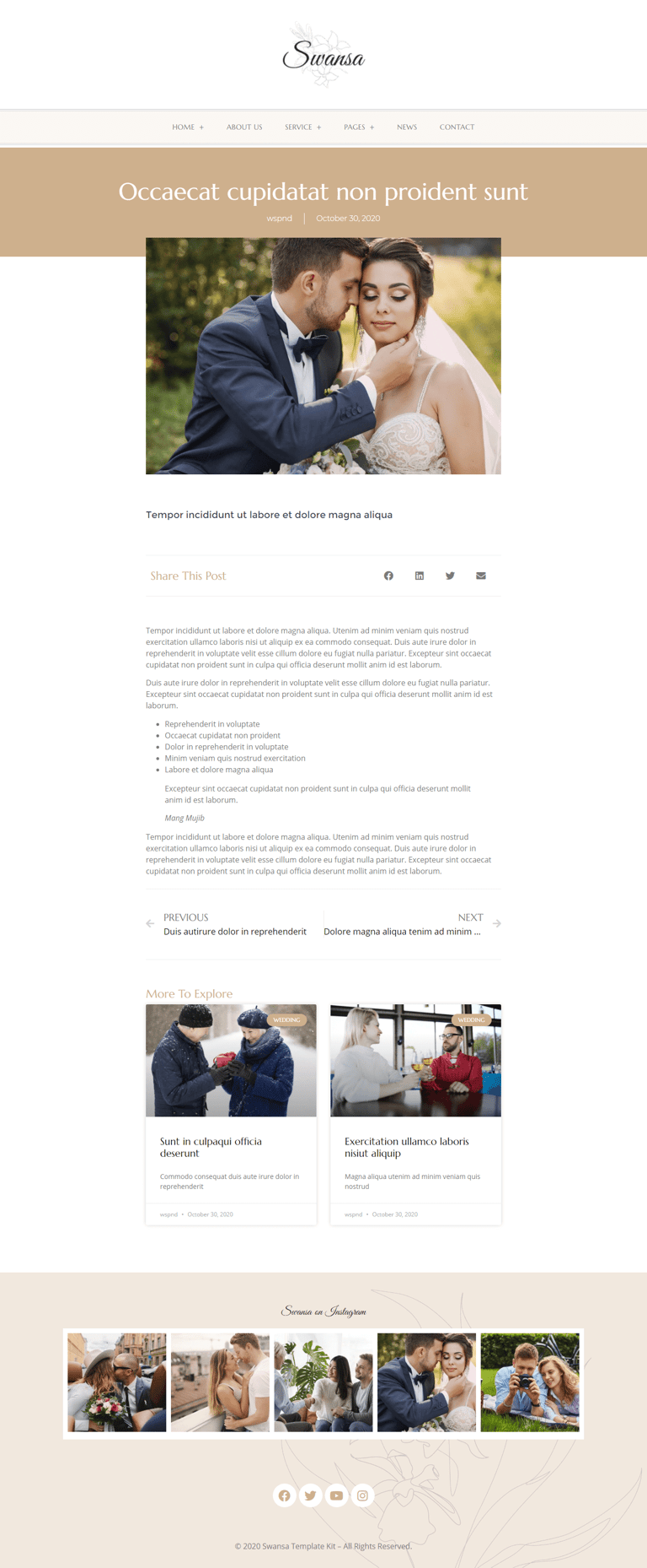 Swansa - Wedding Elementor Template Kit