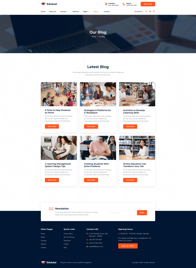 Edukasi – Education & Online Course Elementor Template Kit, WP Template ...