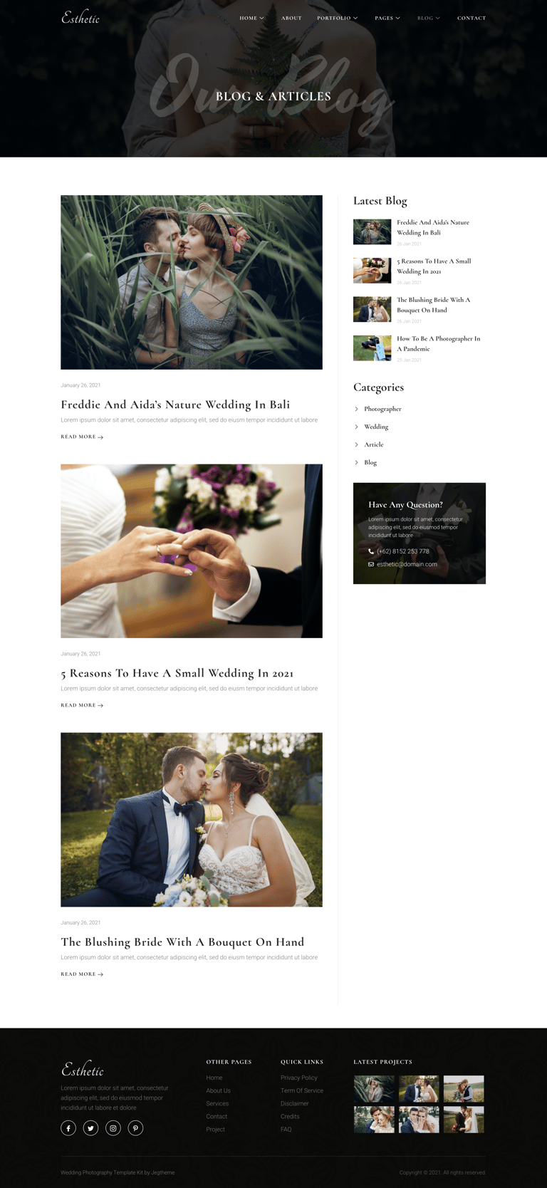 Esthetic – Wedding Photography Elementor Template Kit