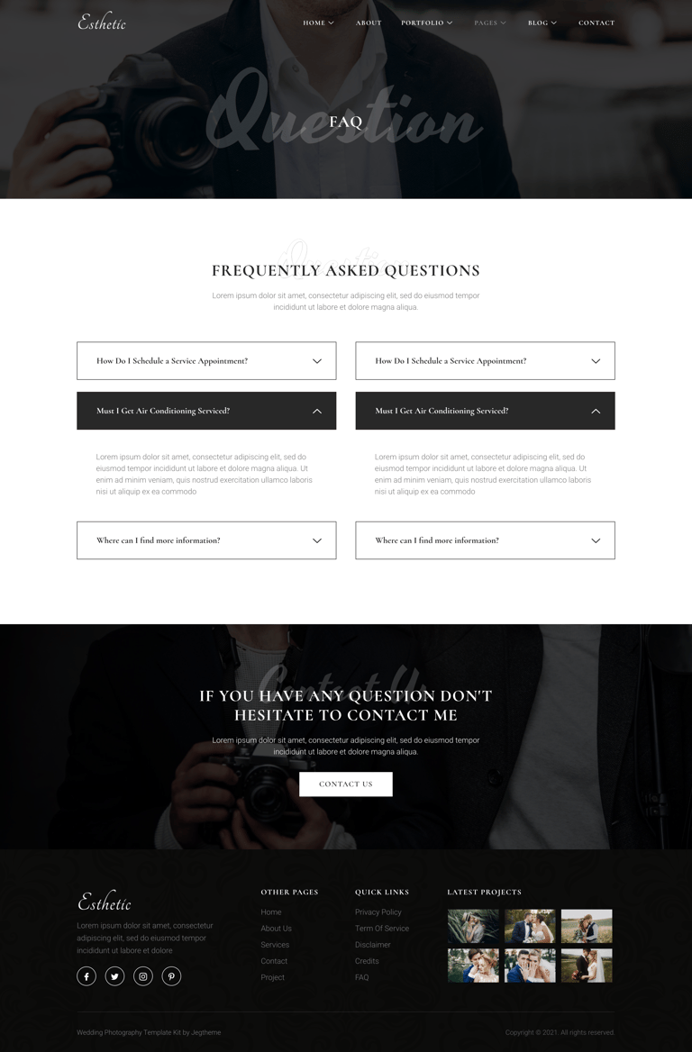 Esthetic – Wedding Photography Elementor Template Kit