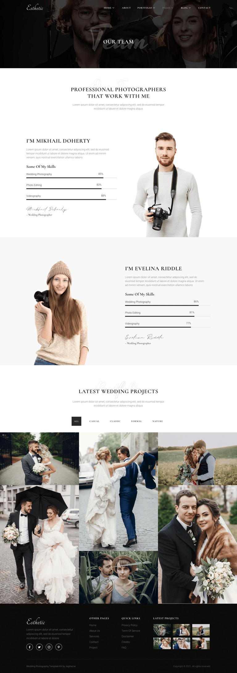 Esthetic – Wedding Photography Elementor Template Kit
