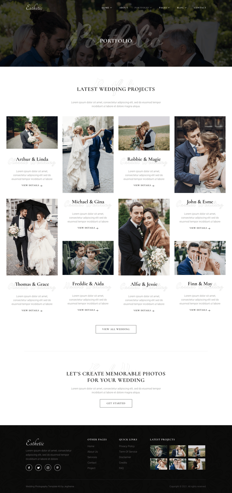 Esthetic – Wedding Photography Elementor Template Kit