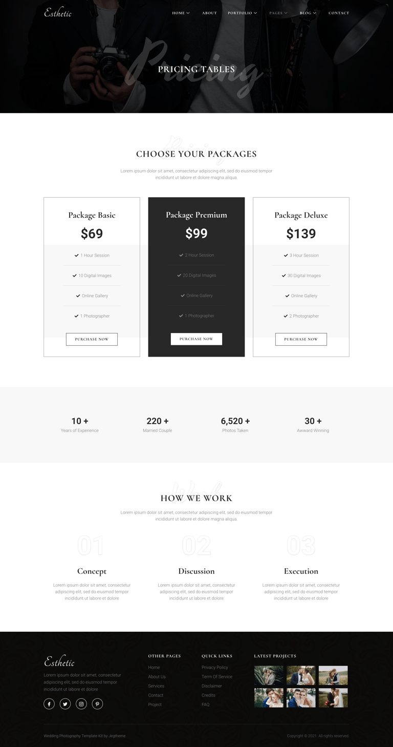 Esthetic – Wedding Photography Elementor Template Kit