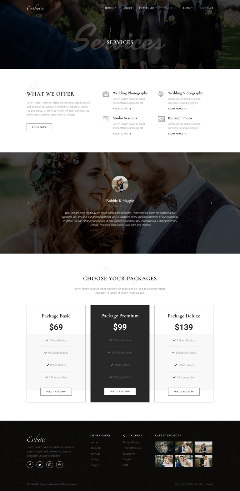 Esthetic – Wedding Photography Elementor Template Kit