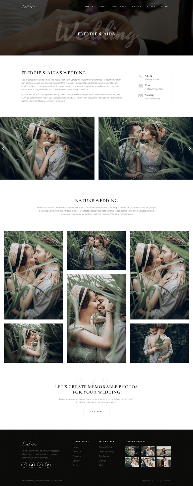 Esthetic – Wedding Photography Elementor Template Kit